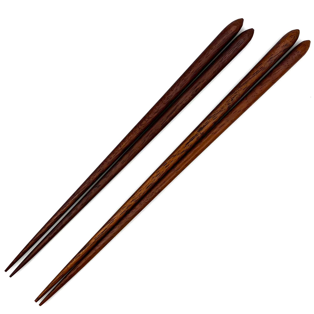 Edo-Karaki Round Natsume-Shaped Chopsticks - Ironwood