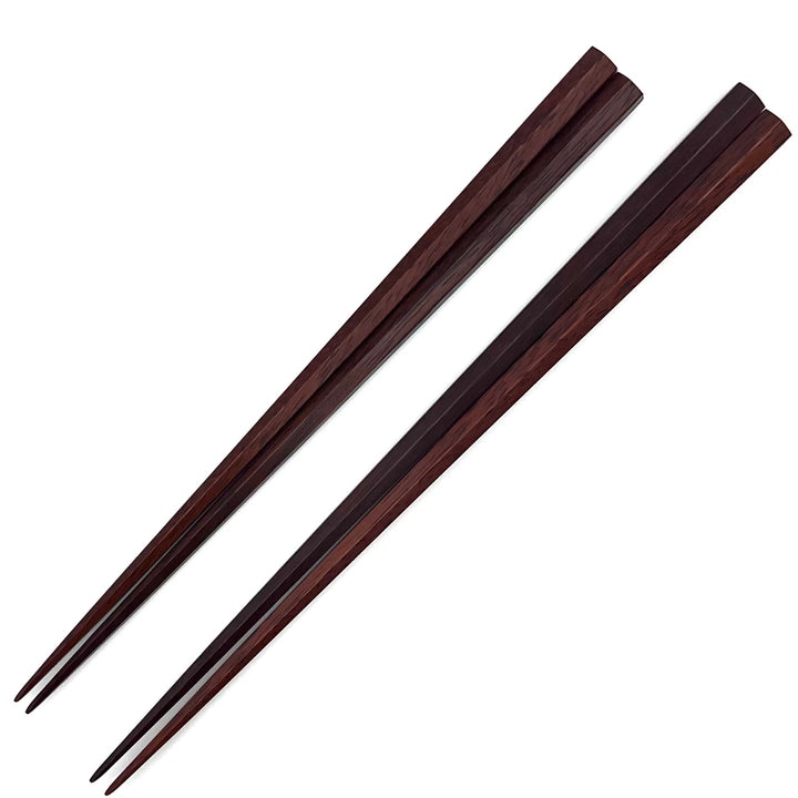 Daikokuya Hexagonal Ironwood Pair Chopsticks with Slim Tips and Tortoiseshell Motif - Handcrafted in Tokyo
