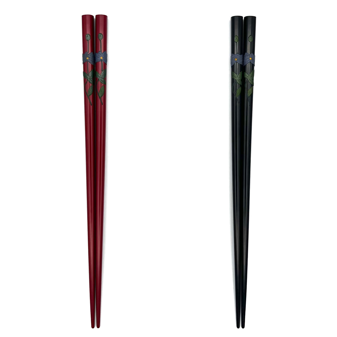 Ryukyu Lacquerware Square Clematis Chopsticks (Engravable)