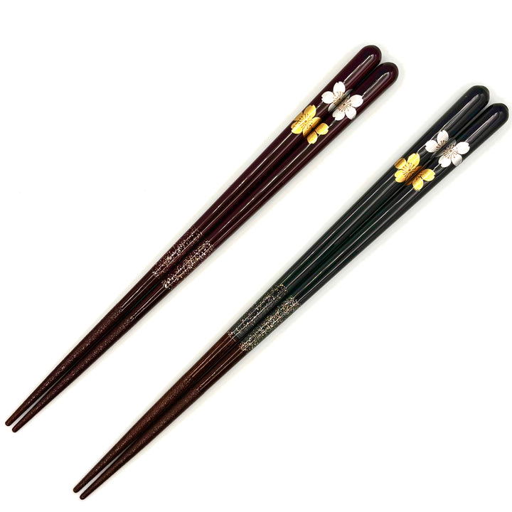 Wakasa Lacquerware Chopsticks - Gold & Silver Sakura (Engravable)