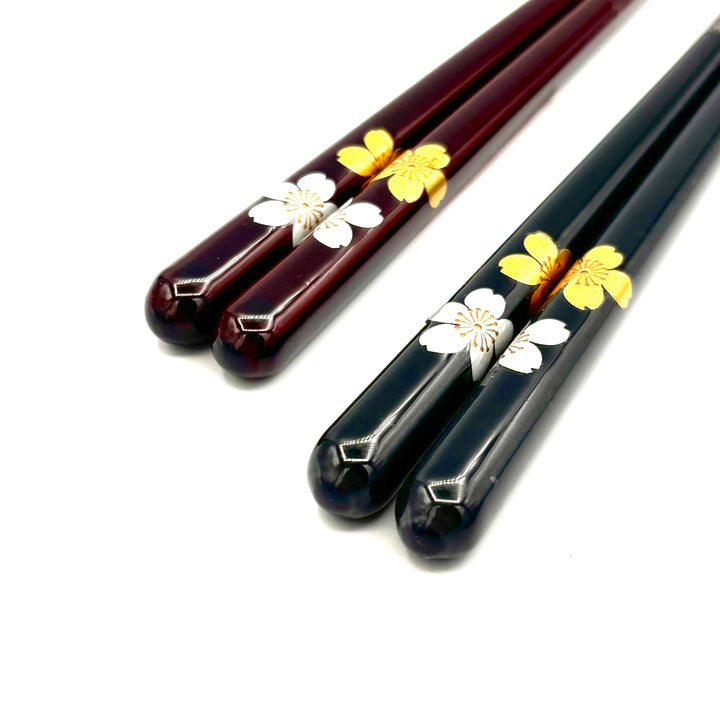 Wakasa Lacquerware Chopsticks - Gold & Silver Sakura (Engravable)