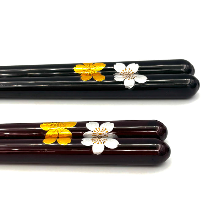 Wakasa Lacquerware Chopsticks - Gold & Silver Sakura (Engravable)