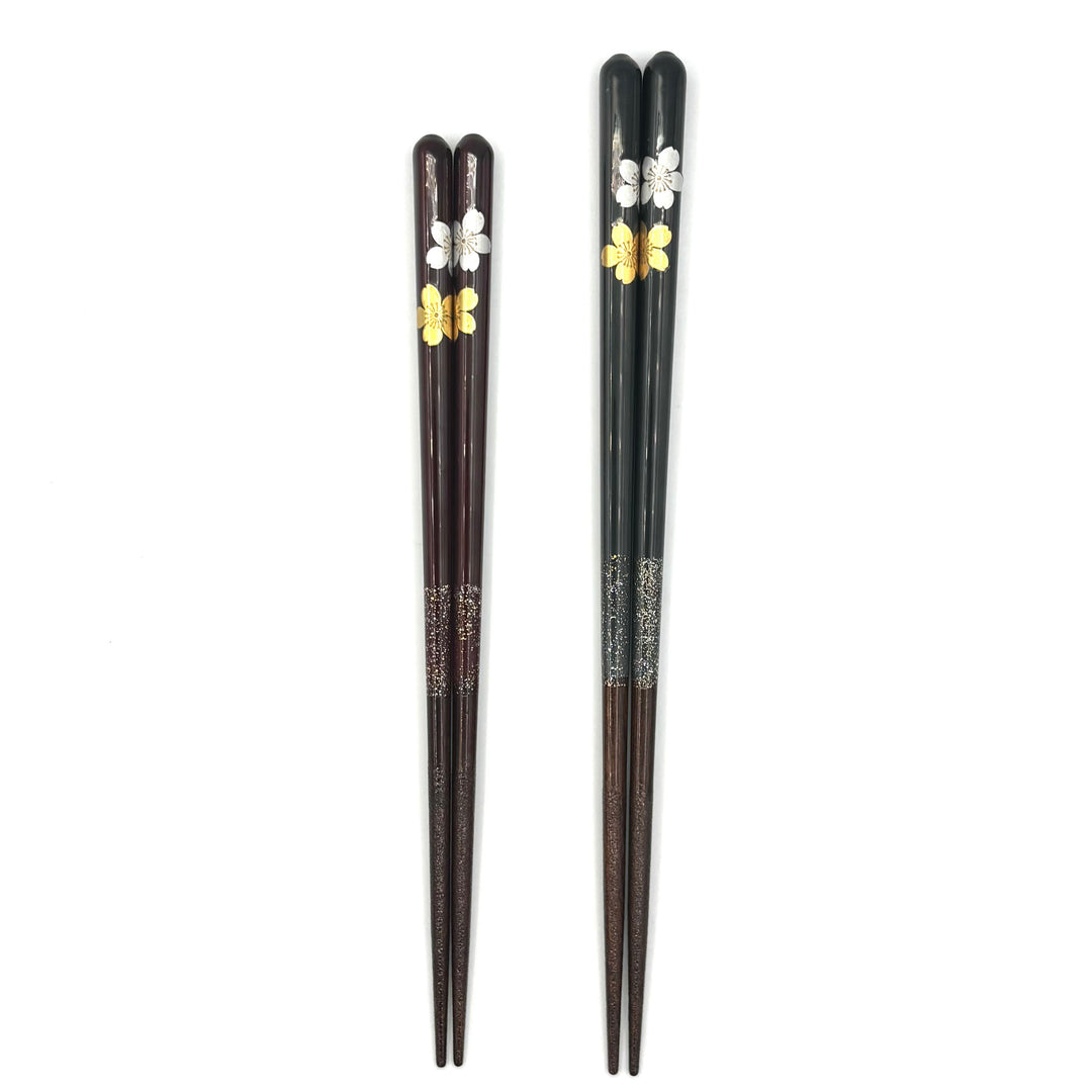 Wakasa Lacquerware Chopsticks - Gold & Silver Sakura (Engravable)