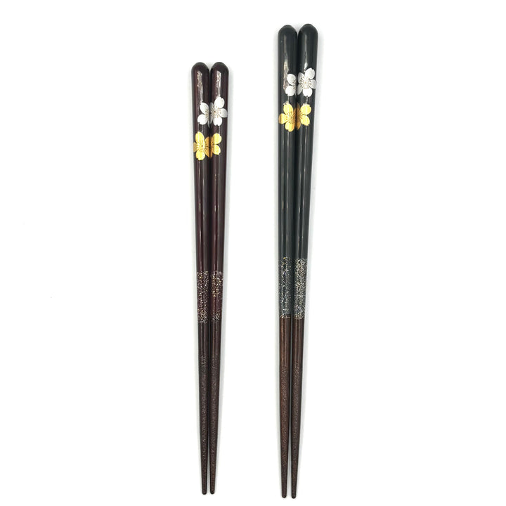 Wakasa Lacquerware Chopsticks - Gold & Silver Sakura (Engravable)