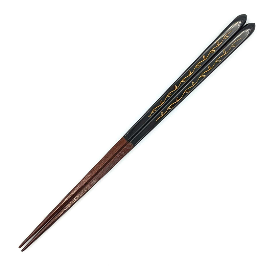 Kiso Lacquerware Chopsticks - Black Chinkin, Tapered (Engravable)