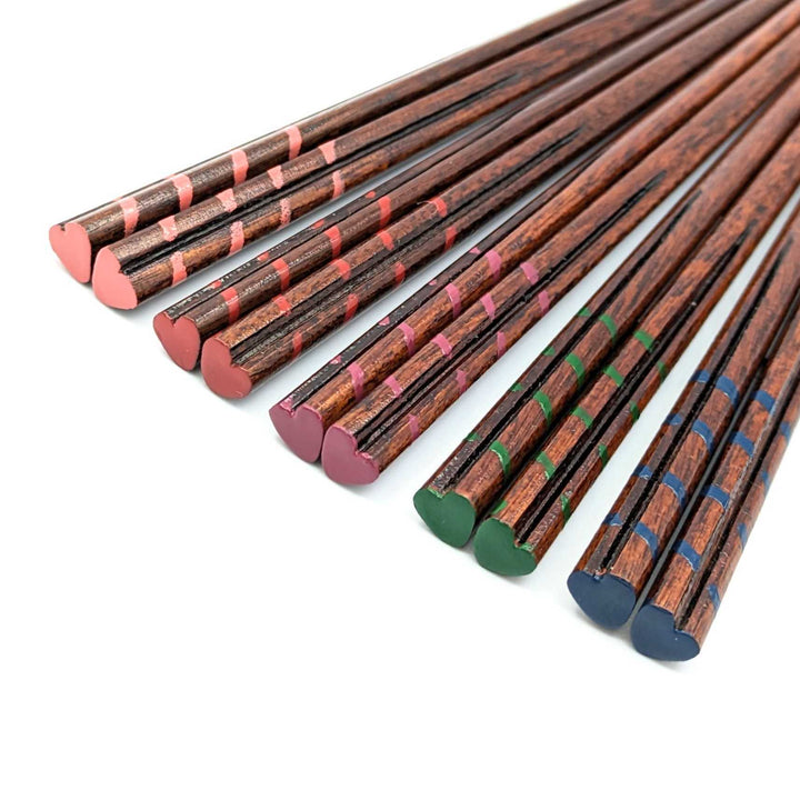 Kiso Lacquerware Chopsticks - Heart Shaped Pattern (Engravable)