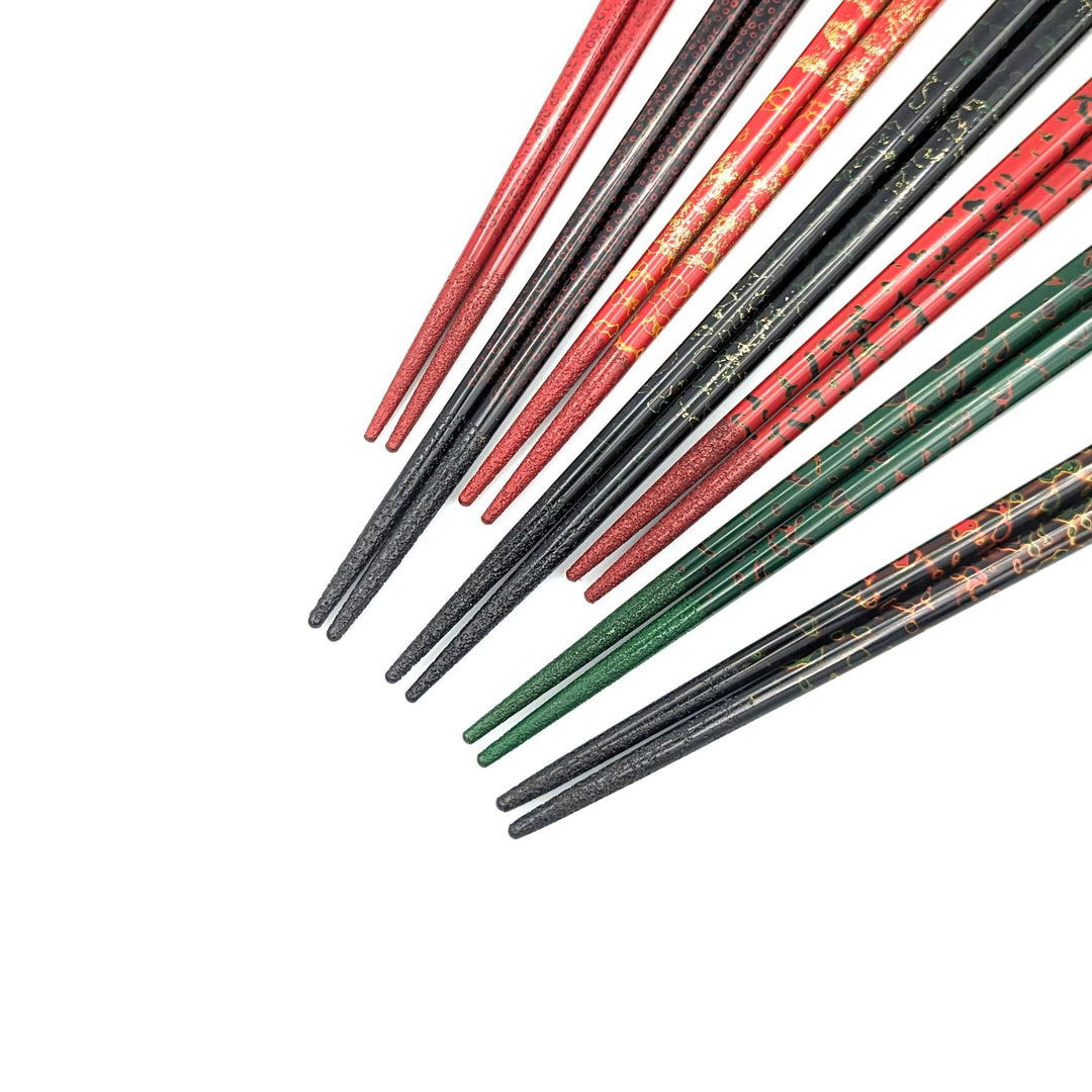 Tsugaru Lacquer Chopsticks - With anti-slip grip on the chopstick tips(Engravable)