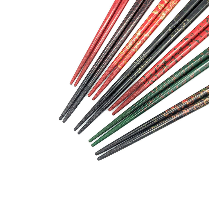 Tsugaru Lacquer Chopsticks - With anti-slip grip on the chopstick tips(Engravable)