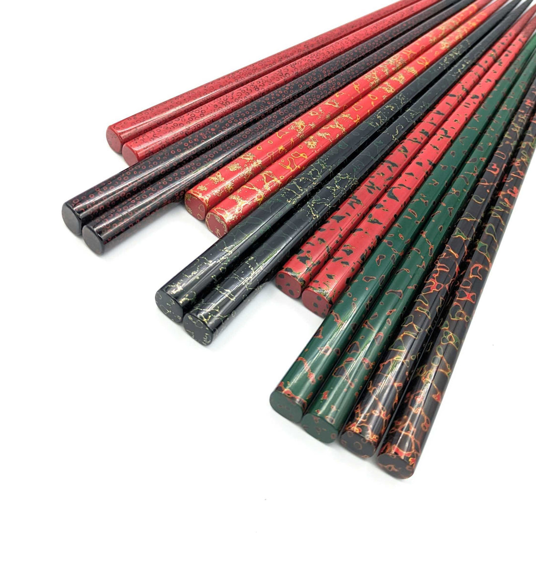 Tsugaru Lacquer Chopsticks - With anti-slip grip on the chopstick tips(Engravable)