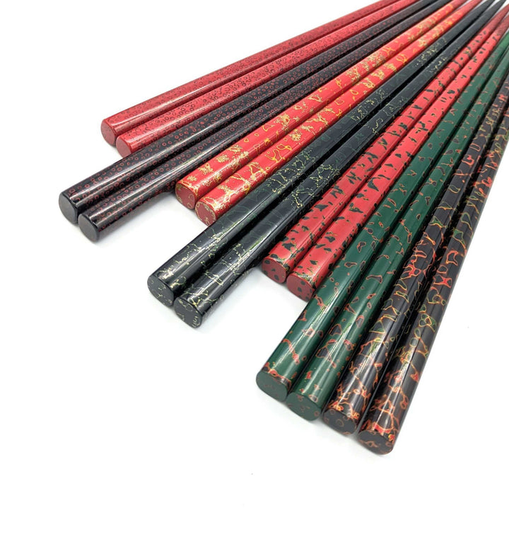 Tsugaru Lacquer Chopsticks - With anti-slip grip on the chopstick tips(Engravable)
