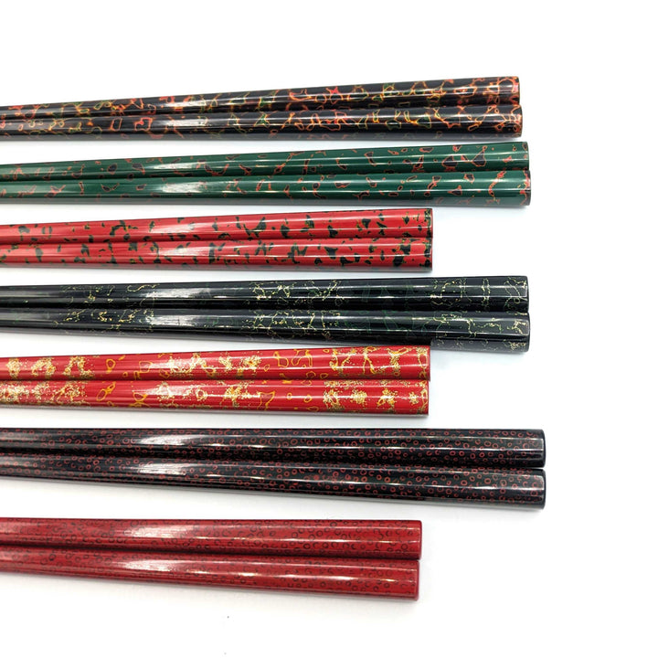 Tsugaru Lacquer Chopsticks - With anti-slip grip on the chopstick tips(Engravable)