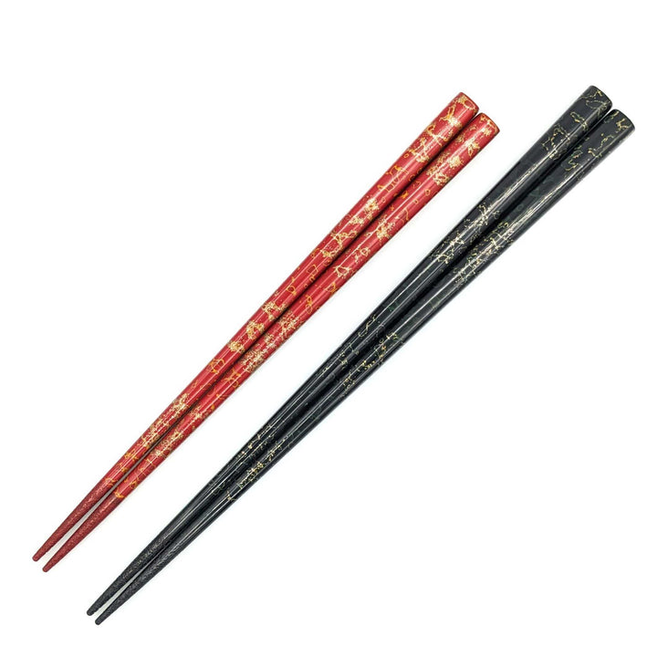 Tsugaru Lacquer Pair Chopsticks - Nashiji with anti-slip grip on the chopstick tips(Engravable)