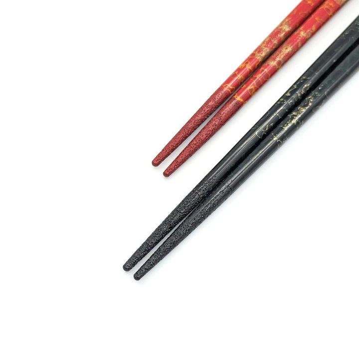 Tsugaru Lacquer Pair Chopsticks - Nashiji with anti-slip grip on the chopstick tips(Engravable)