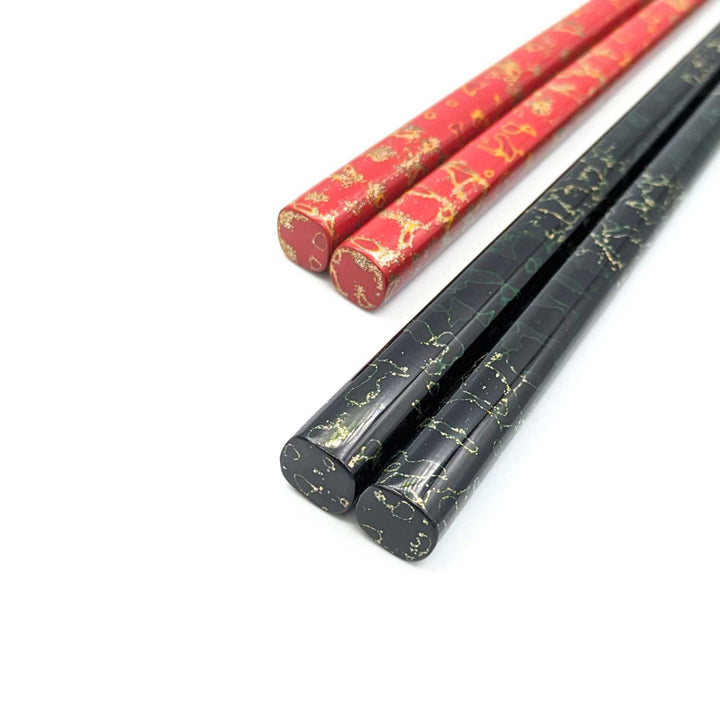 Tsugaru Lacquer Pair Chopsticks - Nashiji with anti-slip grip on the chopstick tips(Engravable)