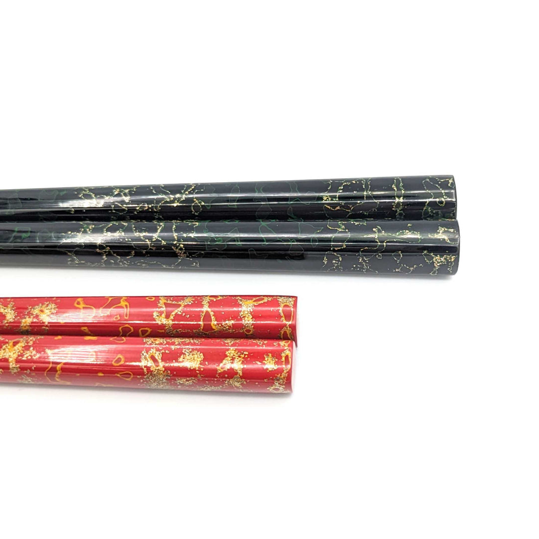 Tsugaru Lacquer Pair Chopsticks - Nashiji with anti-slip grip on the chopstick tips(Engravable)