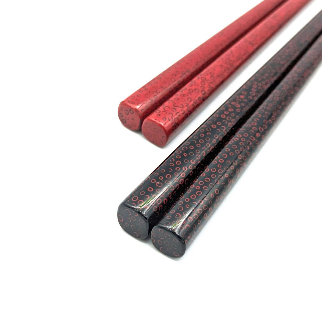 Tsugaru Lacquer Pair Chopsticks - Nanako-nuri with anti-slip grip on the chopstick tips(Engravable)