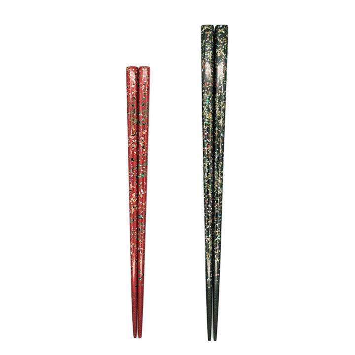 Tsugaru Lacquer Chopsticks -Shell Makie with anti-slip grip on the chopstick tips