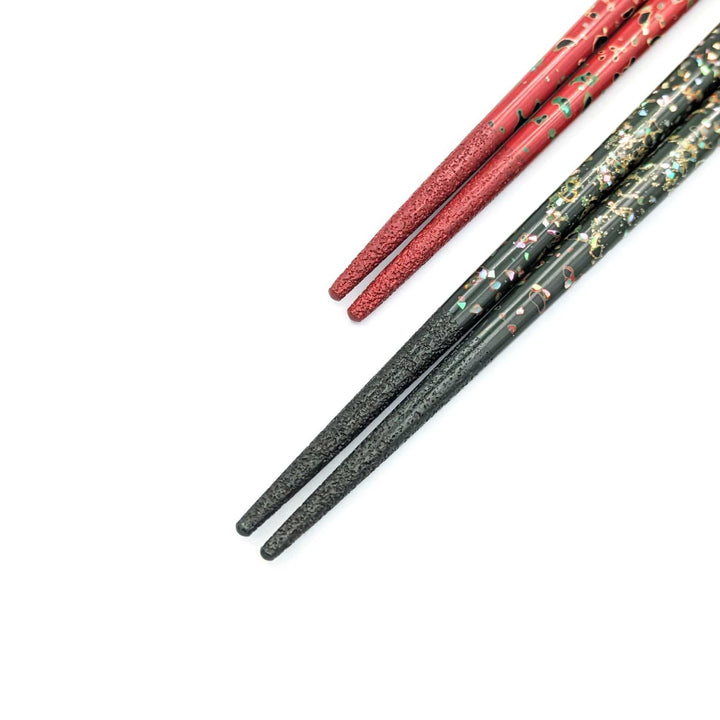 Tsugaru Lacquer Chopsticks -Shell Makie with anti-slip grip on the chopstick tips