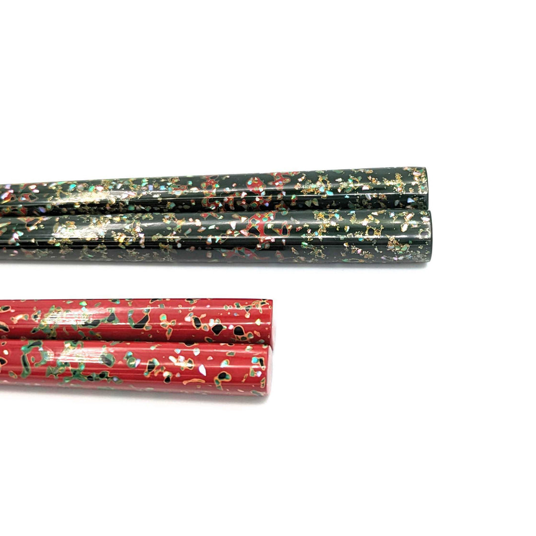 Tsugaru Lacquer Chopsticks -Shell Makie with anti-slip grip on the chopstick tips
