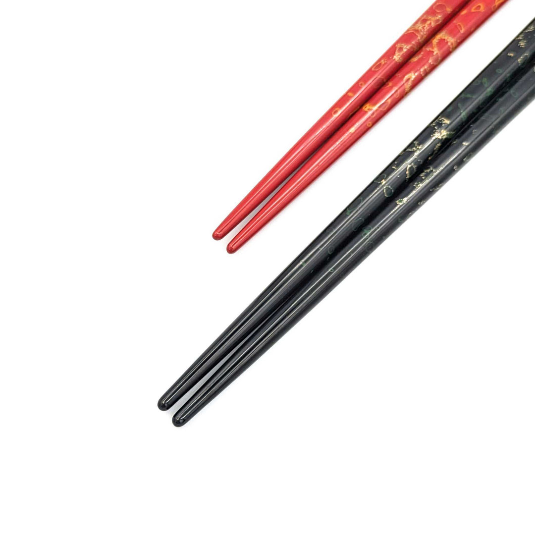 Tsugaru Lacquer Pair Chopsticks - Nashiji no anti-slip grip on the chopstick tips(Engravable)