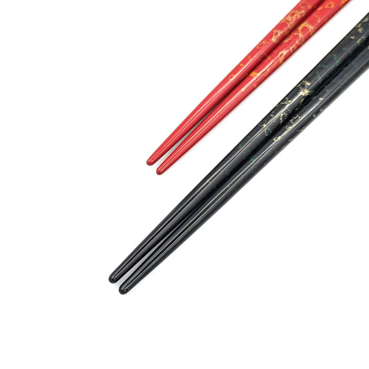 Tsugaru Lacquer Pair Chopsticks - Nashiji no anti-slip grip on the chopstick tips(Engravable)