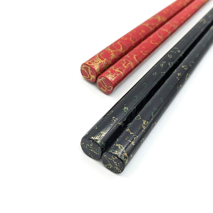 Tsugaru Lacquer Pair Chopsticks - Nashiji no anti-slip grip on the chopstick tips(Engravable)