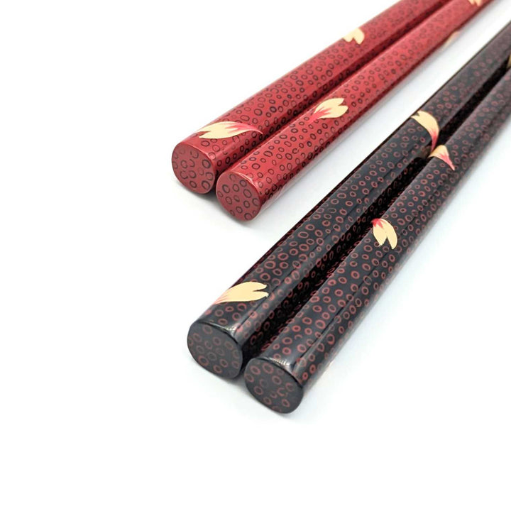 Tsugaru Lacquer Pair Chopsticks - Nanako-nuri with Sakura Makie(Engravable)