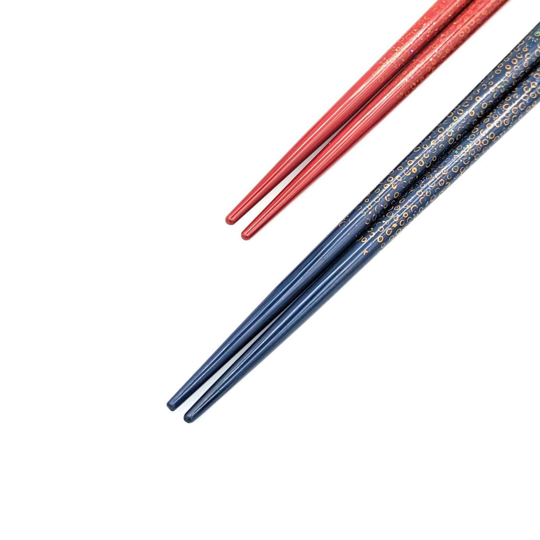 Tsugaru Lacquer Pair Chopsticks -Shell Makie with Nanako-nuri Finish
