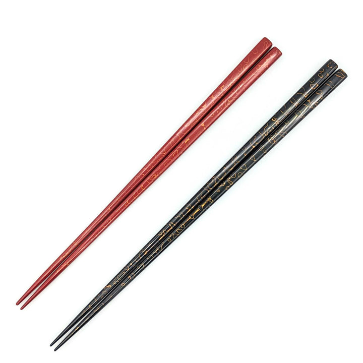 Tsugaru Lacquerware Pair Chopsticks - Gold Lacquered (Black＆Red) (Engravable)