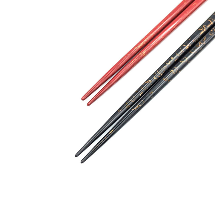 Tsugaru Lacquerware Pair Chopsticks - Gold Lacquered (Black＆Red) (Engravable)