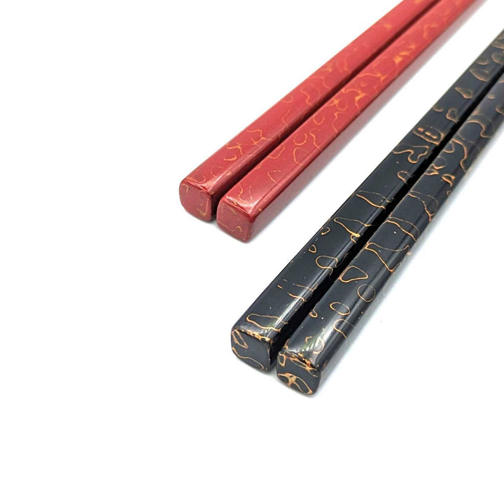 Tsugaru Lacquerware Pair Chopsticks - Gold Lacquered (Black＆Red) (Engravable)
