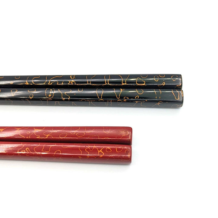 Tsugaru Lacquerware Pair Chopsticks - Gold Lacquered (Black＆Red) (Engravable)