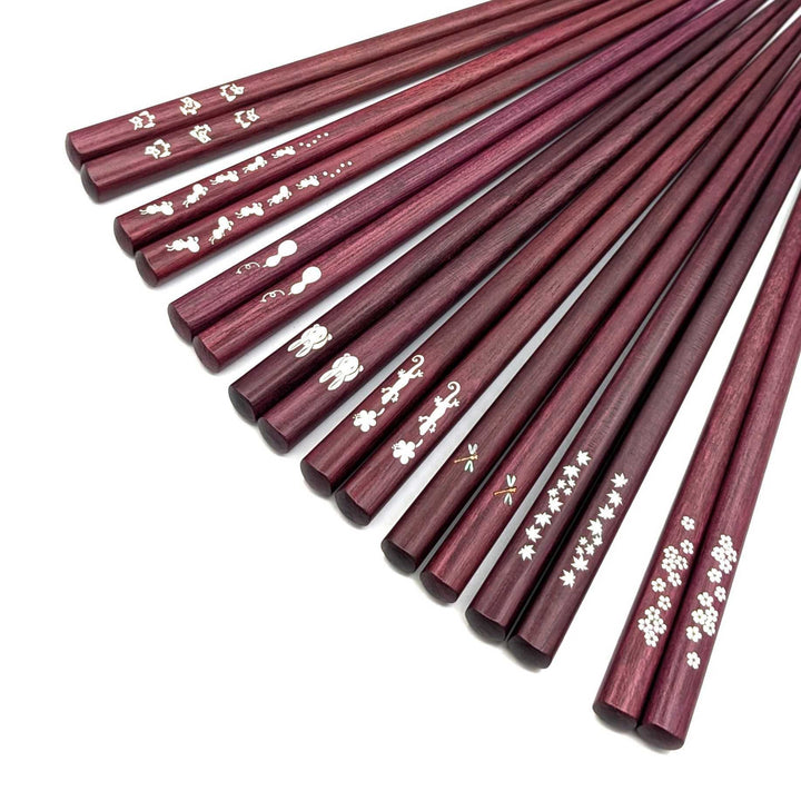 Shell Inlay Chopsticks -A variety of Japanese motifs (Engravable)