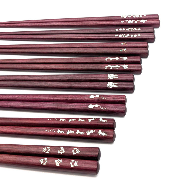 Shell Inlay Chopsticks -A variety of Japanese motifs (Engravable)