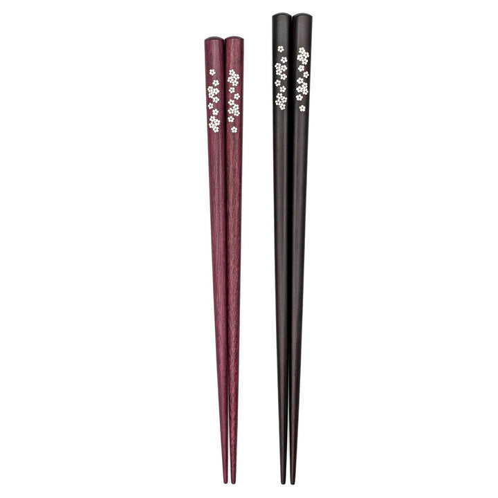 Shell Inlay Couples chopstick set in a wooden box – Sakura Motif(Engravable)