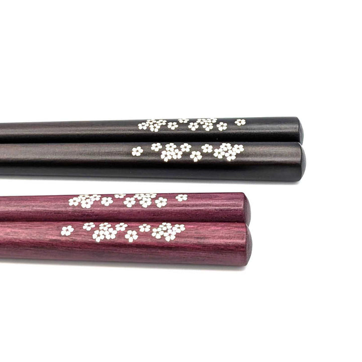 Shell Inlay Couples chopstick set in a wooden box – Sakura Motif(Engravable)