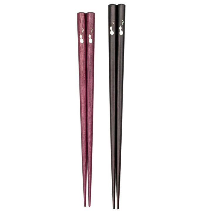 Shell Inlay Couples chopstick set in a wooden box – Gourd Motif (Engravable)