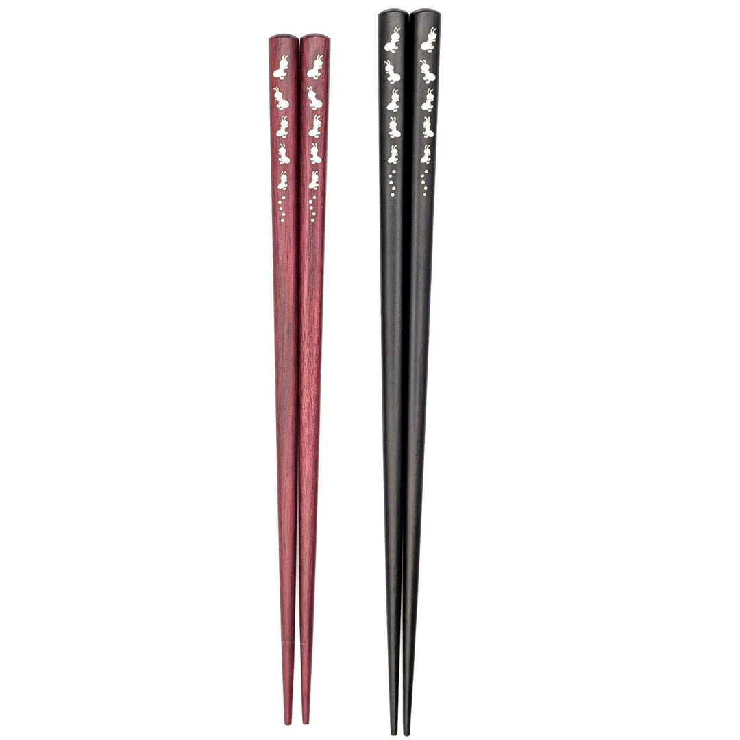 Shell Inlay Couples chopstick set in a wooden box – 10Ants Motif (Engravable)