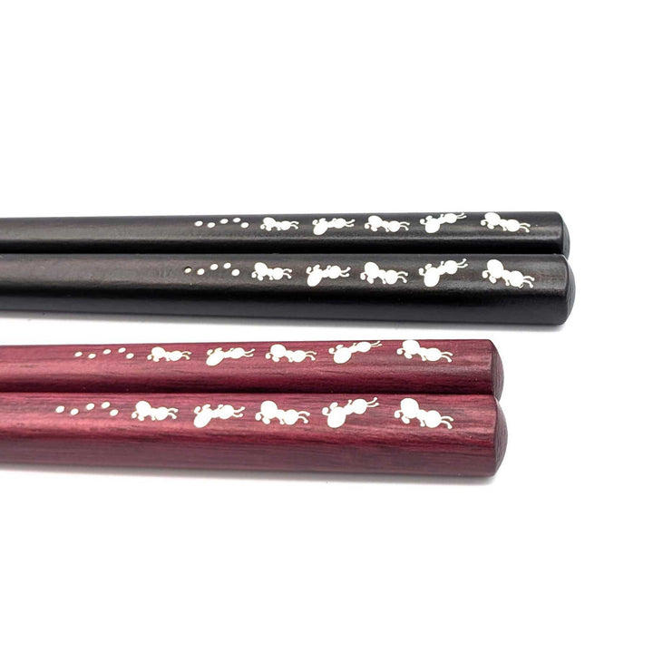 Shell Inlay Couples chopstick set in a wooden box – 10Ants Motif (Engravable)