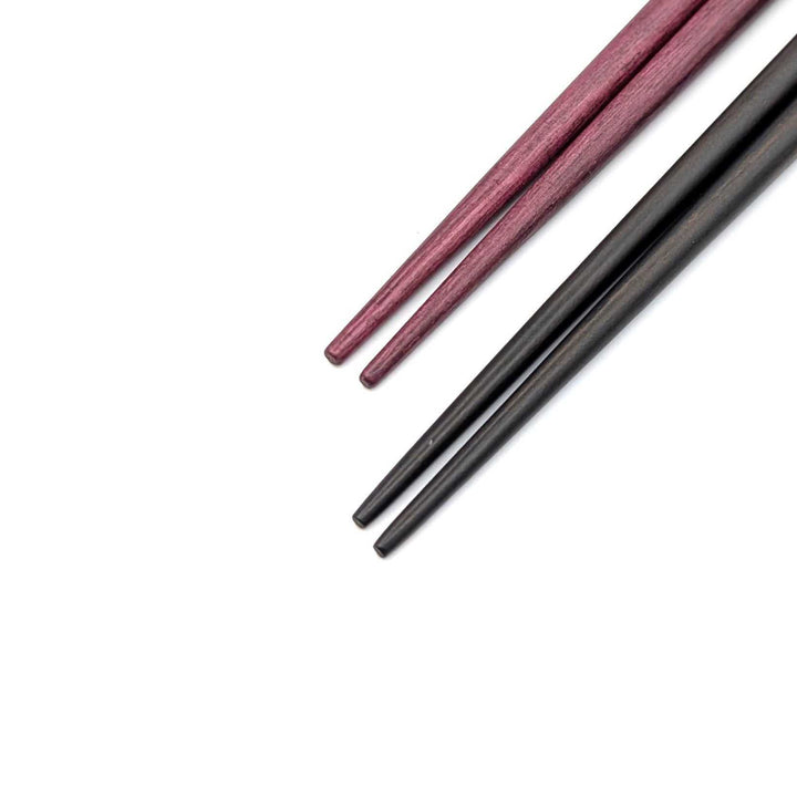 Shell Inlay Chopsticks – Plum Blossoms & Ocean Waves Motif on Ebony & Purpleheart (Engravable)