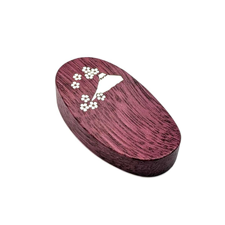 Purpleheart Wood Chopstick Rest with Mother-of-Pearl Seasonal and Auspicious Motifs