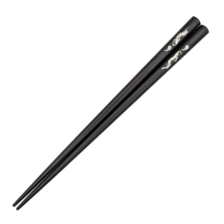 Shell Inlay Chopsticks – Rising Dragon Motif on Ebony & Purpleheart (Engravable)