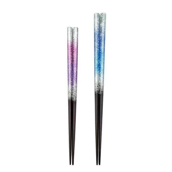 Kyoto Nishijin Foil Heptagonal Chopsticks set in a wooden box
