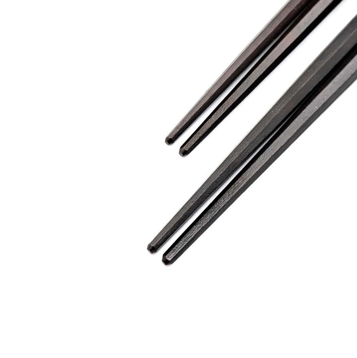 Kyoto Nishijin Foil Heptagonal Chopsticks set in a wooden box