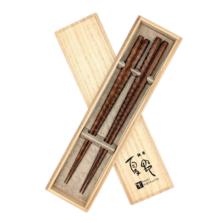 Niigata Wooden Chopsticks: Octagonal Snakewood Chopsticks set in a wooden box
