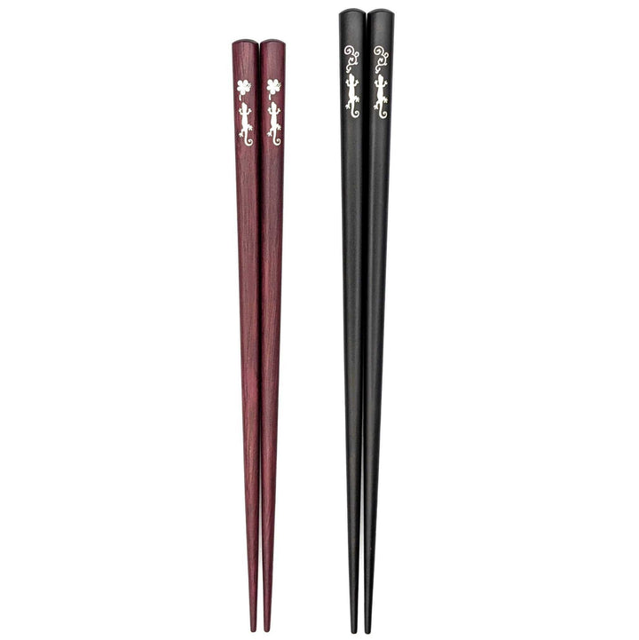 Shell Inlay Couples chopstick set in a wooden box – Gecko Motif (Engravable)