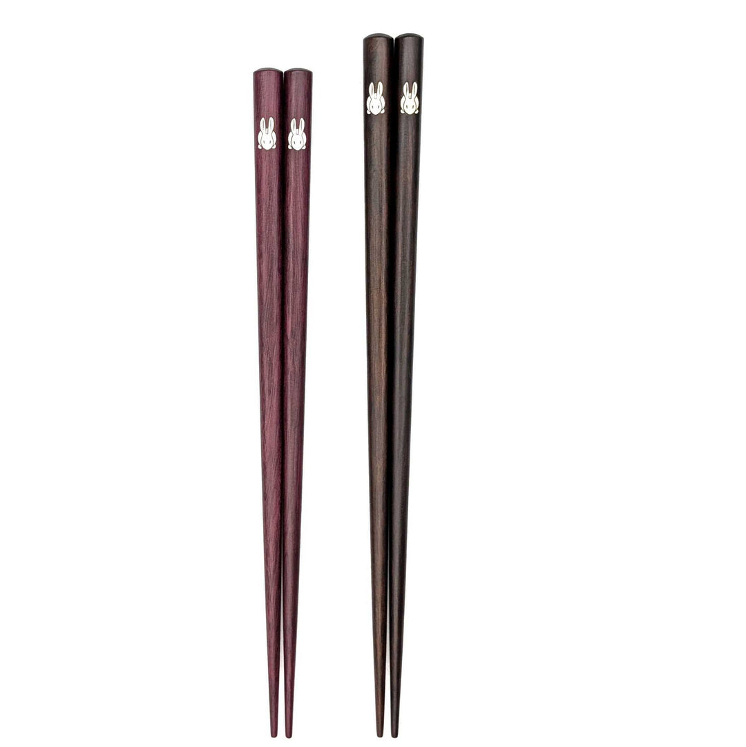 Shell Inlay Couples chopstick set in a wooden box – Rabbit Motif (Engravable)