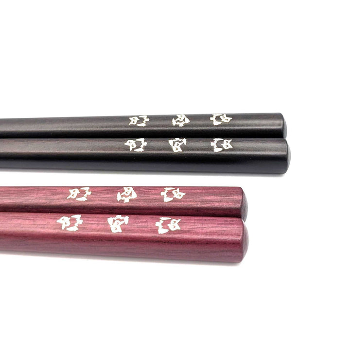 Shell Inlay Couples chopstick set in a wooden box – Owl Motif (Engravable)